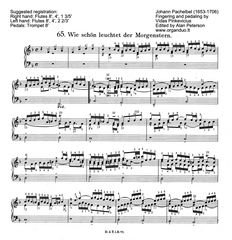 Wie schön leuchtet der Morgenstern by Johann Pachelbel with complete fingering and pedaling