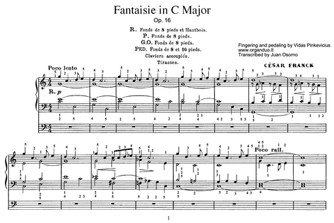Fantaisie, Op. 16 by Cesar Franck with Fingering and Pedaling