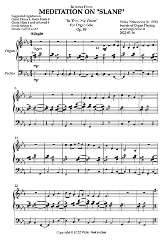 Meditation on "Slane", Op. 89 (Organ Solo) by Vidas Pinkevicius (2022)
