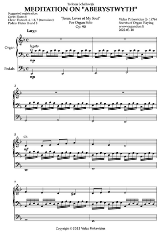 Meditation on "Aberystwyth", Op. 90 (Organ Solo) by Vidas Pinkevicius (2022)
