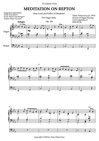 Meditation on Repton, Op. 116 (Organ Solo) by Vidas Pinkevicius