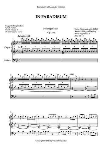 In Paradisum, Op. 168 (Organ Solo) by Vidas Pinkevicius