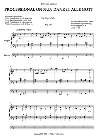 Processional on Nun danket alle Gott, Op. 164 (Organ Solo) by Vidas Pinkevicius