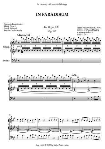 In Paradisum, Op. 168 (Organ Solo) by Vidas Pinkevicius