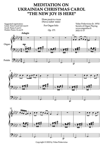 Meditation on Ukrainian Christmas Carol "The New Joy Is Here", Op. 171 (Organ Solo) by Vidas Pinkevicius