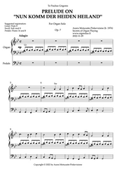 Prelude on "Nun komm der Heiden Heiland", Op. 7 (Organ Solo) by Ausra Motuzaite-Pinkeviciene