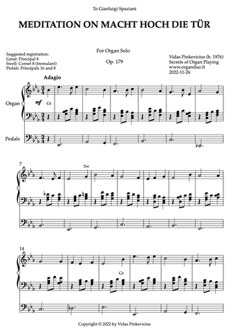 Meditation on Macht hoch die Tür, Op. 179 (Organ Solo) by Vidas Pinkevicius