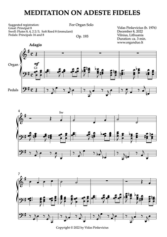Meditation on Adeste fideles, Op. 193 (Organ Solo) by Vidas Pinkevicius