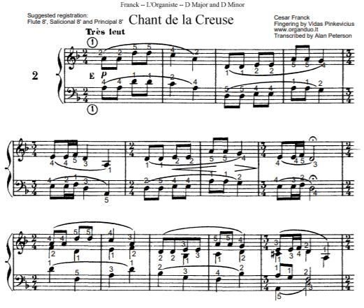 Tres lent in D Minor from L'Organiste by Cesar Franck with Fingering
