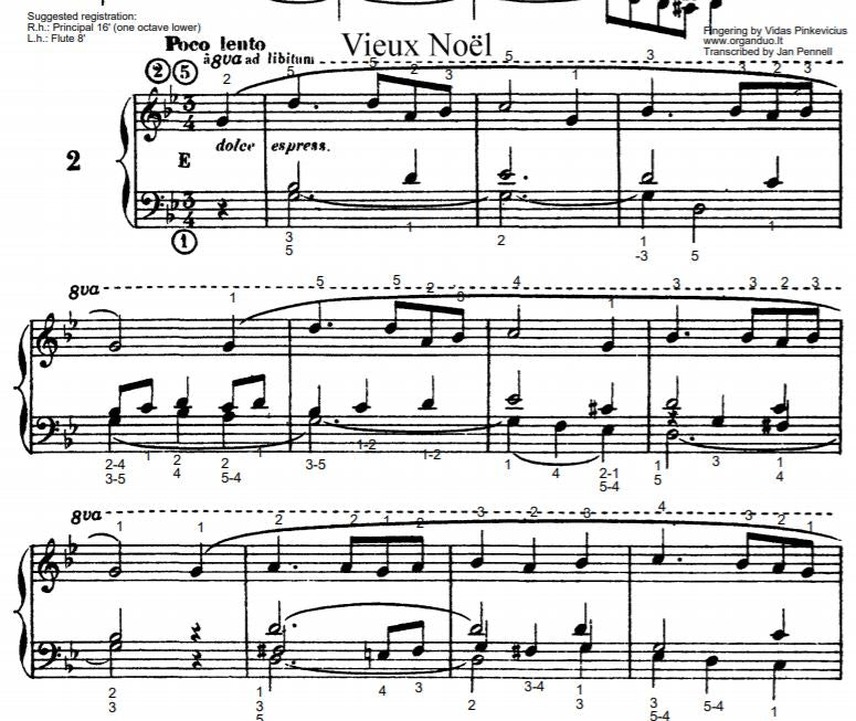 Vieux Noel in G Minor from L'Organiste by Cesar Franck with Fingering