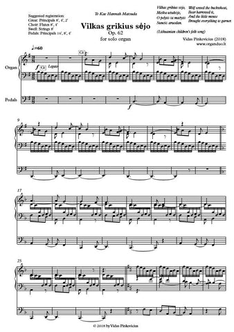 Vilkas grikius sėjo, Op. 62 for solo organ (2018) by Vidas Pinkevicius